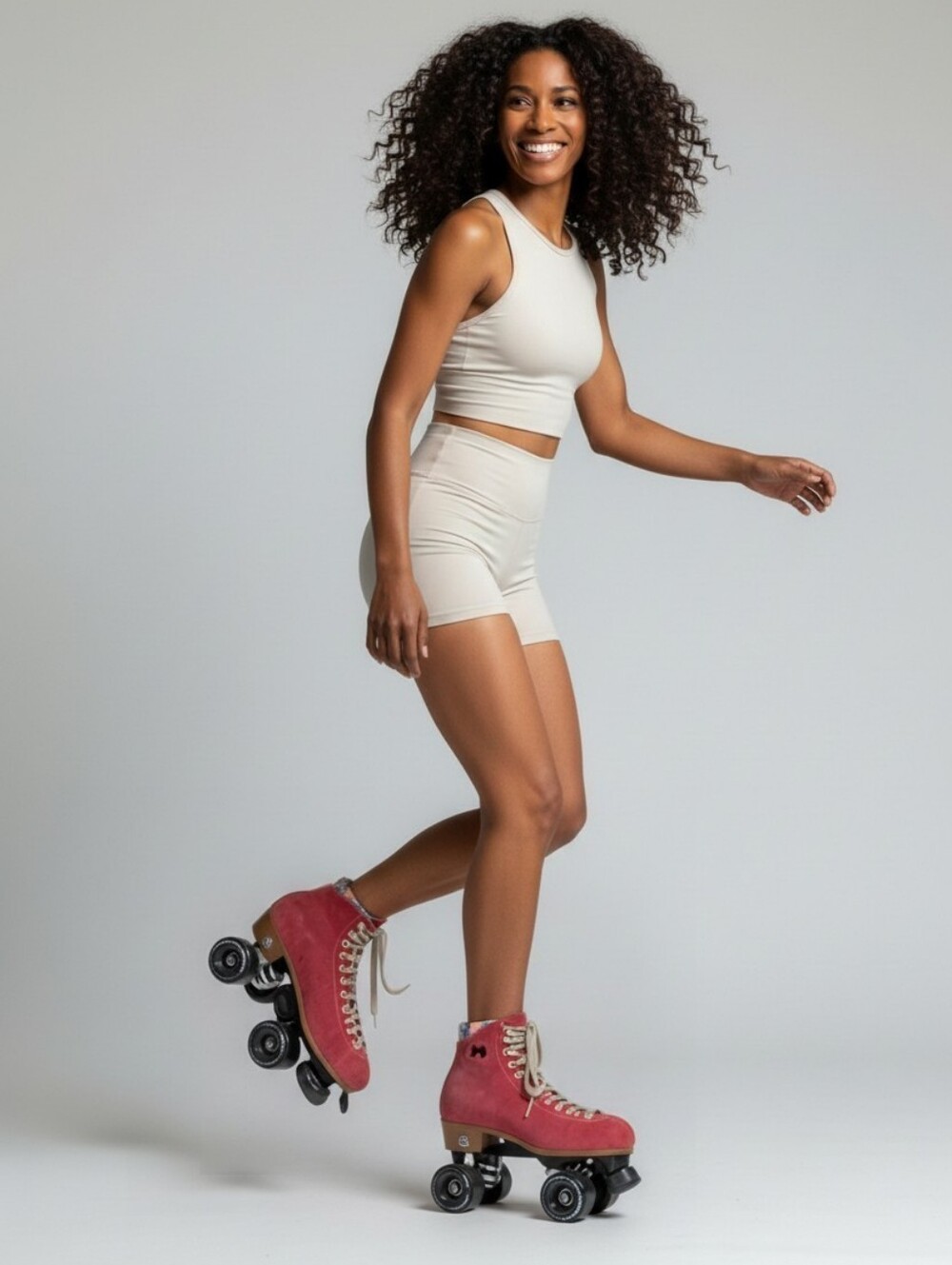 Moxi Lolly Outdoor Complete Quad Roller Skates in Poppy Red.